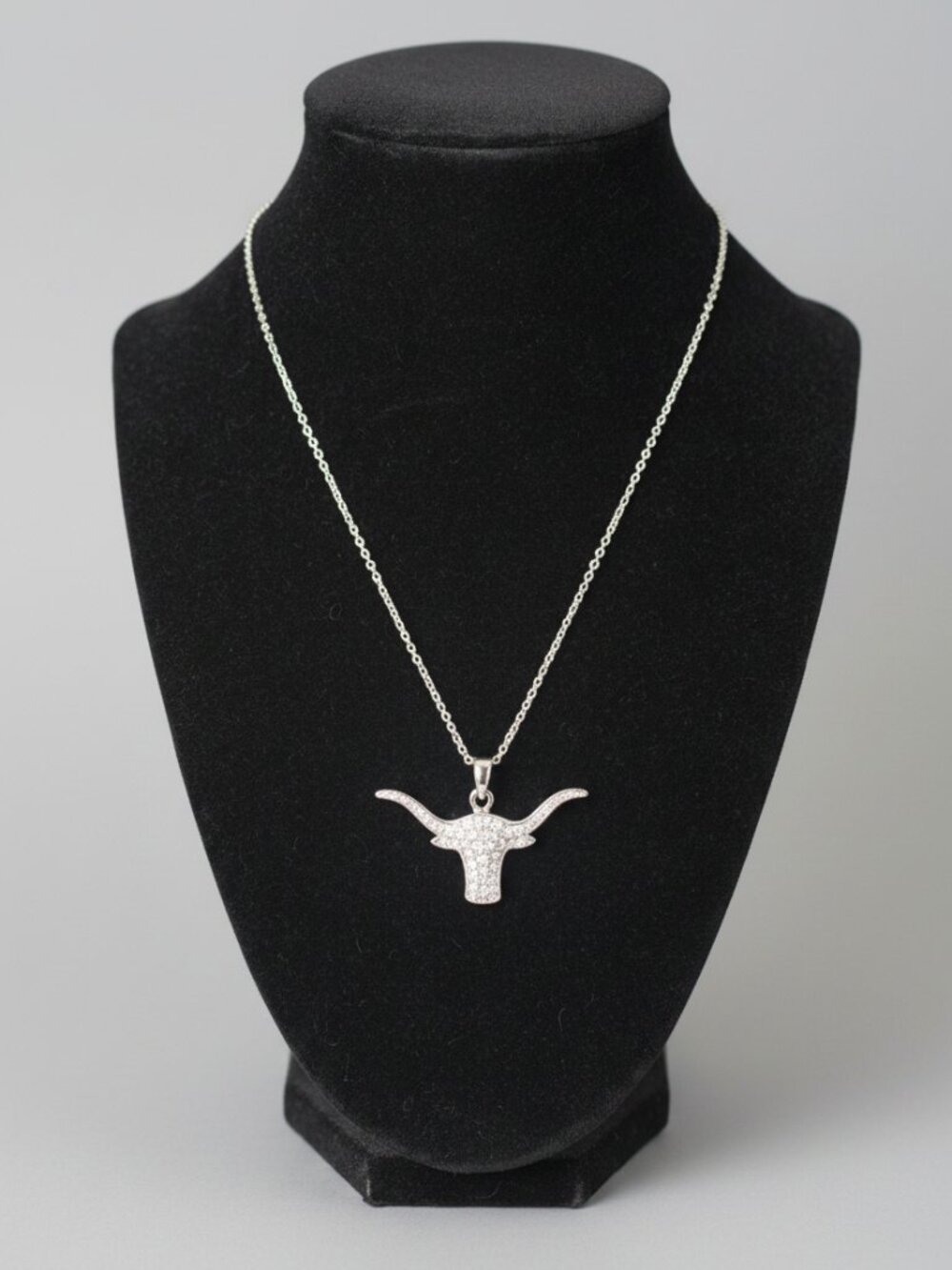 Silver-Tone Longhorn Pendant Necklace Western Southwestern Cowgirl Jewelry